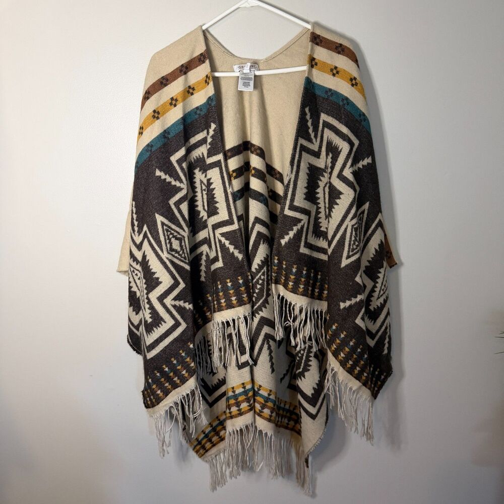 Shyanne western cowgirl open front shawl fringe aztec one size womens nashville